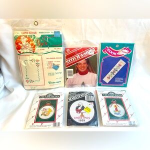 Vintage Lot Cross Stitch LOT Christmas 80s 90s Frame Ornaments Bookmark SEALED